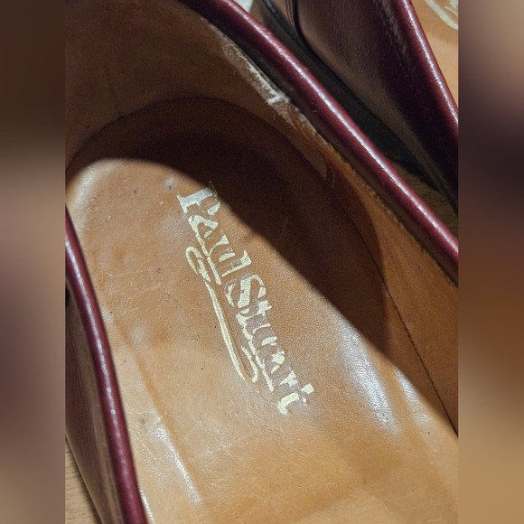 Paul Stuart Burgandy Leather Mens Penny Loafer Loafers Shoes Sz 10 Made In Italy - Picture 6 of 7